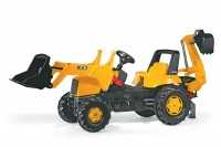 Trettraktor rollyJunior JCB mit Lader und Anbauheckbagger